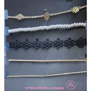 NOBO Choker Necklace Set Of 5 (Four 12”‎ Chokers With 3” Extenders & 1 Stretch)
